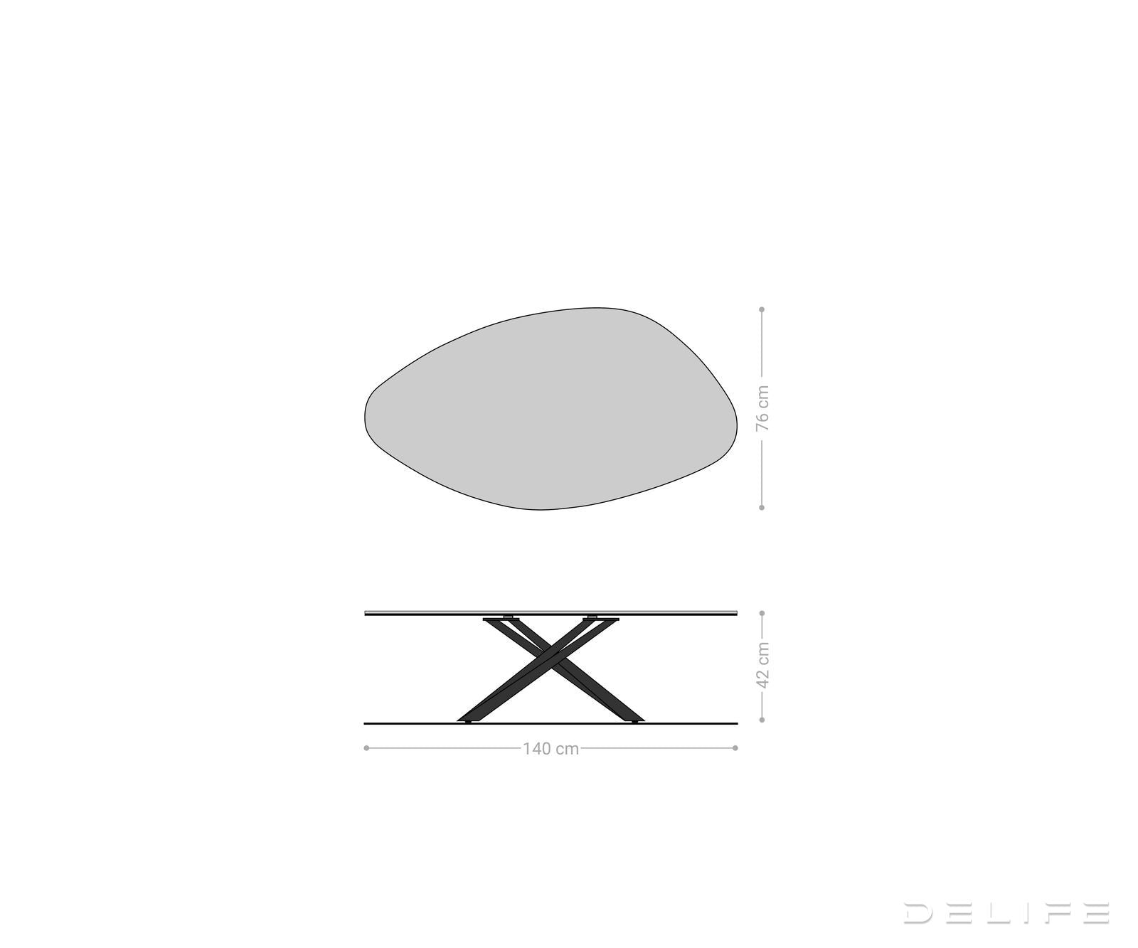 Klub stolić Edge 140x76cm, Materijal: Keramika Minas Melange