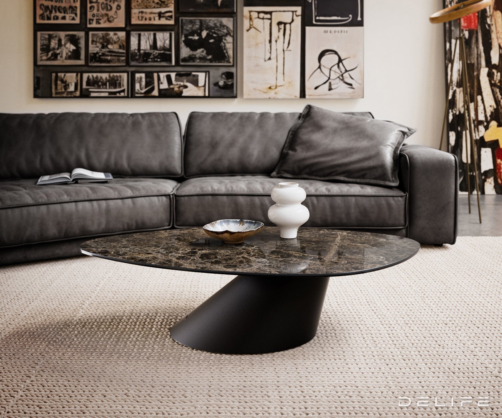 Klub stolić Edge 140x76cm, Materijal: Keramika Emperador Extra Lucidato