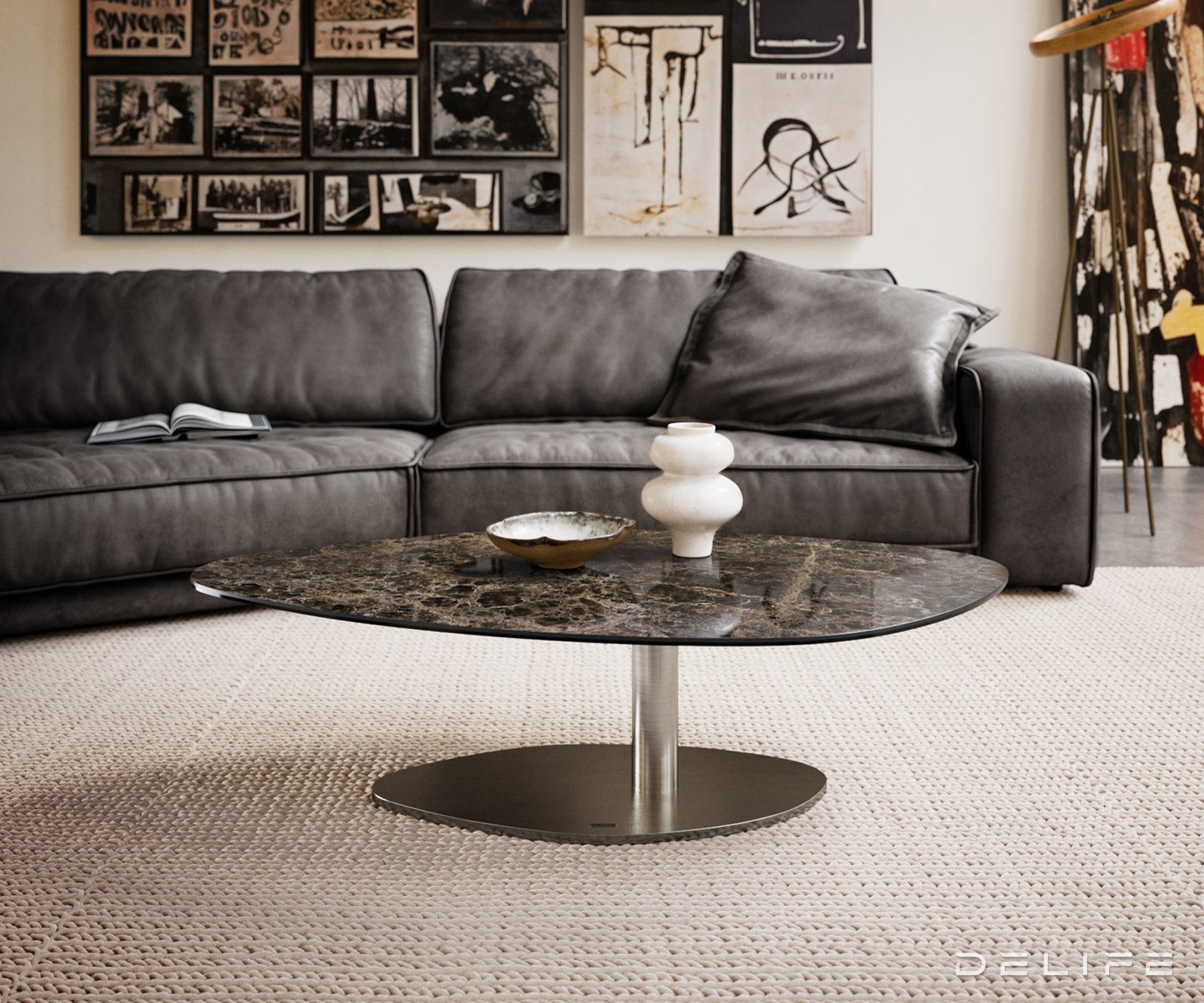 Klub stolić Edge 140x76cm, Materijal: Keramika Emperador Extra Lucidato