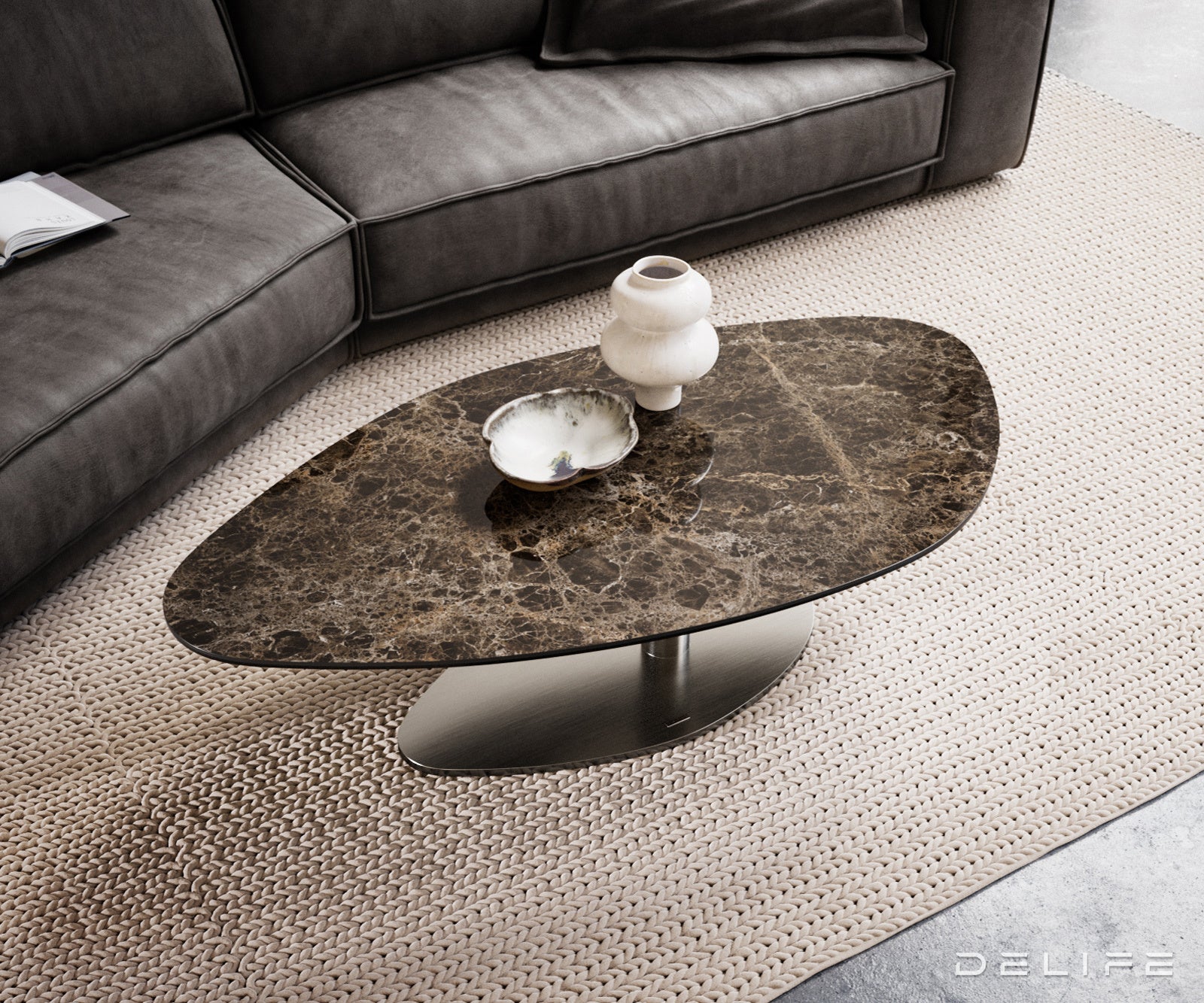 Klub stolić Edge 140x76cm, Materijal: Keramika Emperador Extra Lucidato