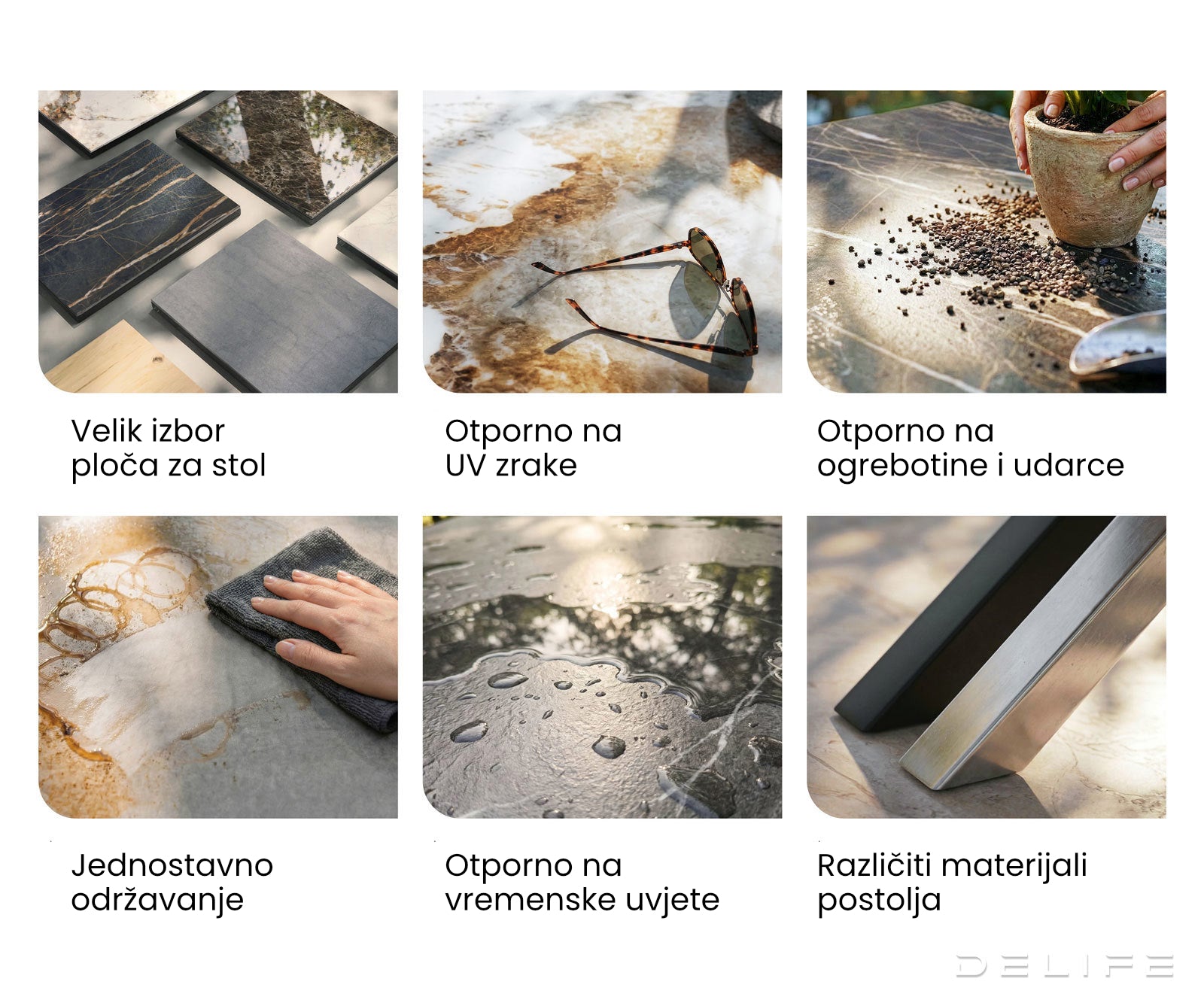 Outdoor stol Edge 200x100cm, Materijal: Keramika Travertino Bianco