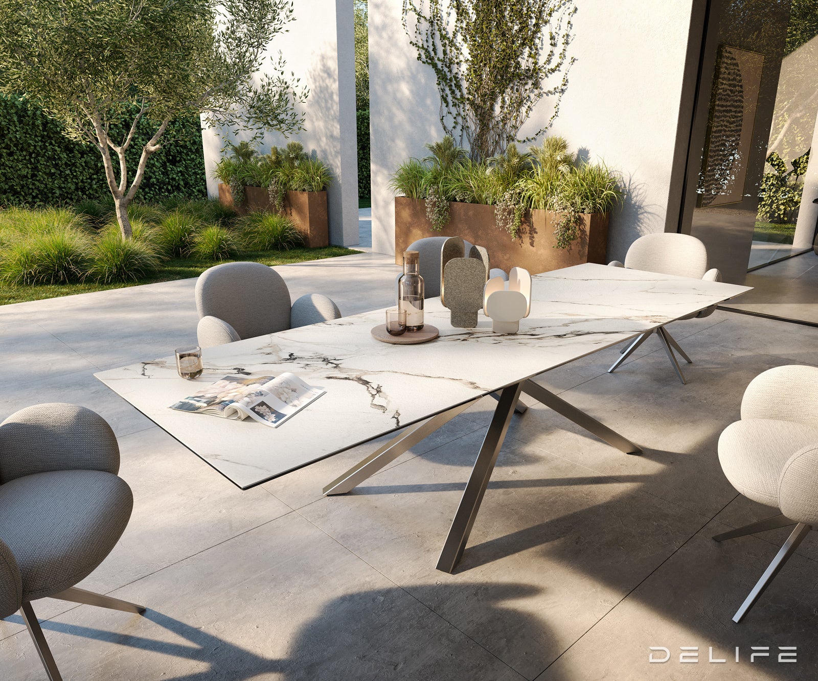 Outdoor stol Edge 300x100cm, Materijal: Keramika Calacatta Luxe