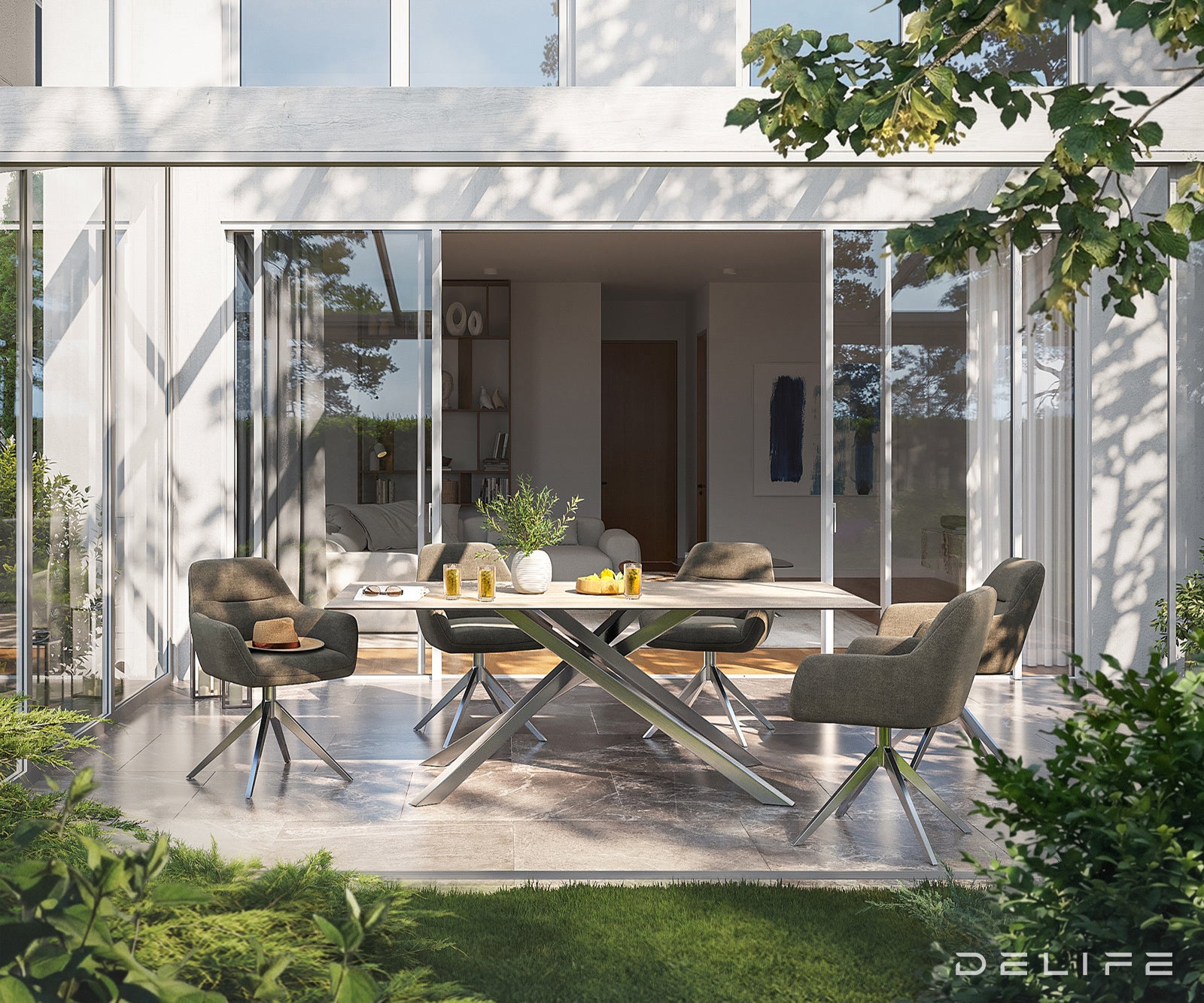 Outdoor stol Edge 200x100cm, Materijal: Keramika Travertino Bianco