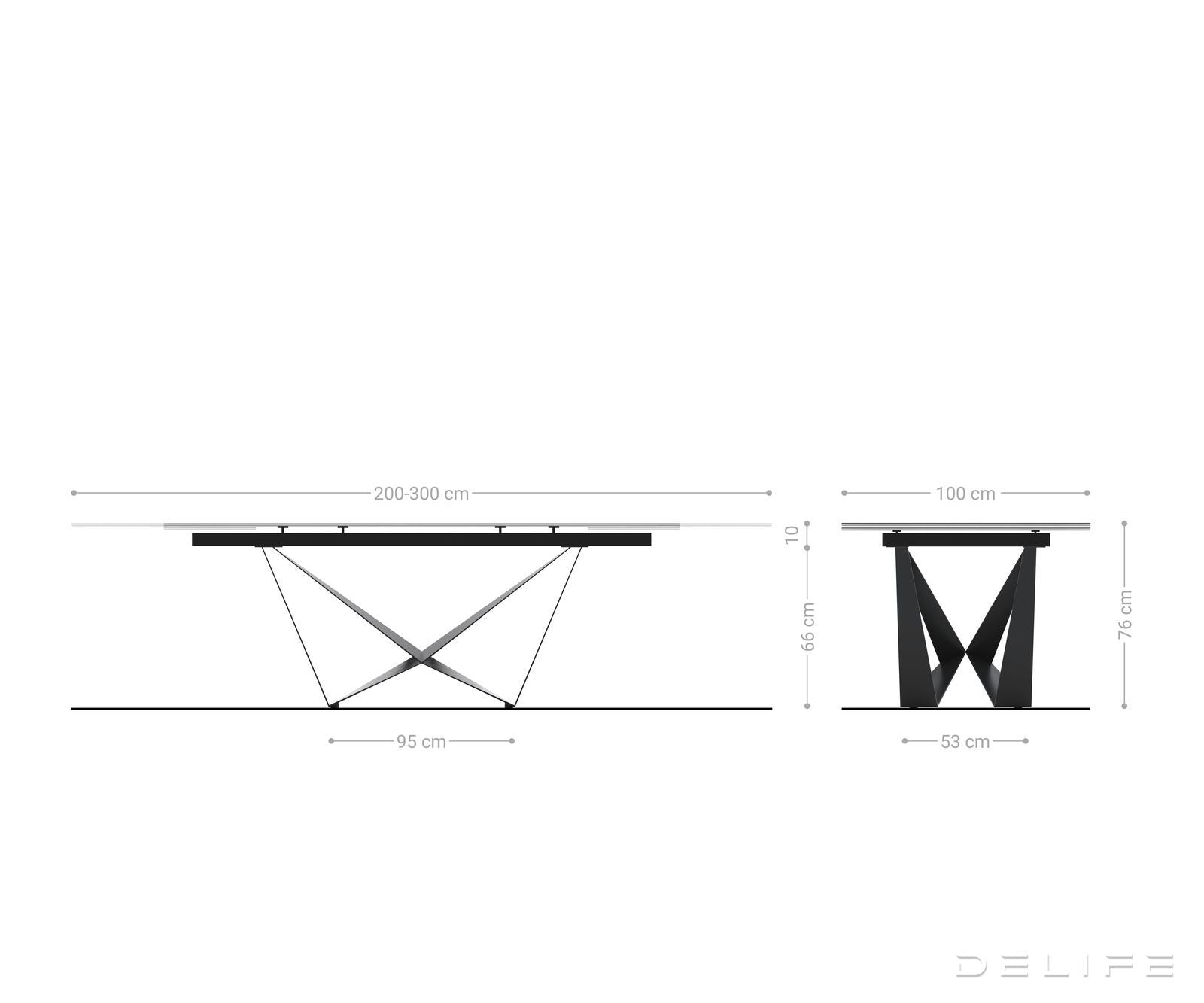 Blagovaonski stol Edge 200/300x100cm, Materijal: Keramika Onyx Pearl