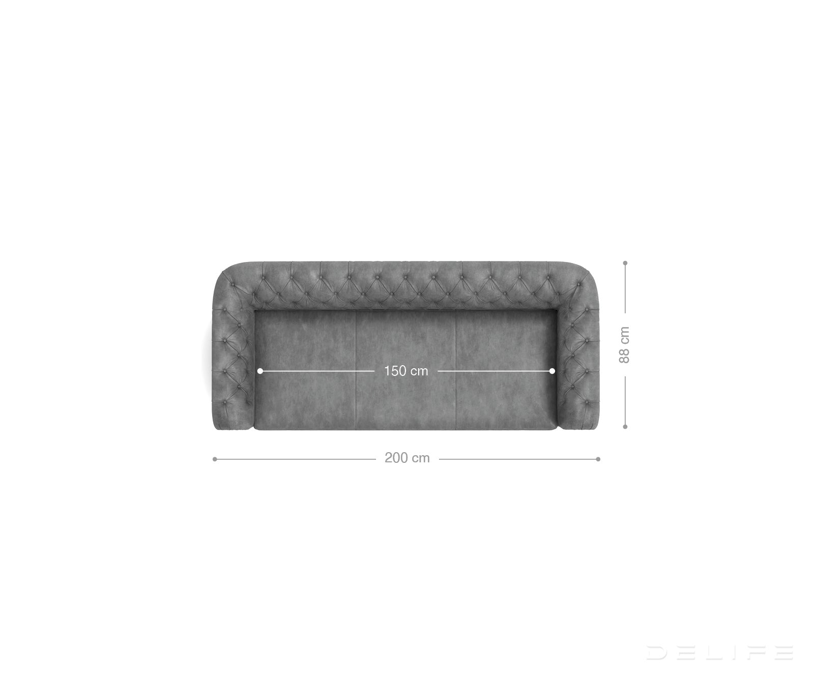 Trosjed Chesterfield 200x88cm, Materijal: Mikrovelur