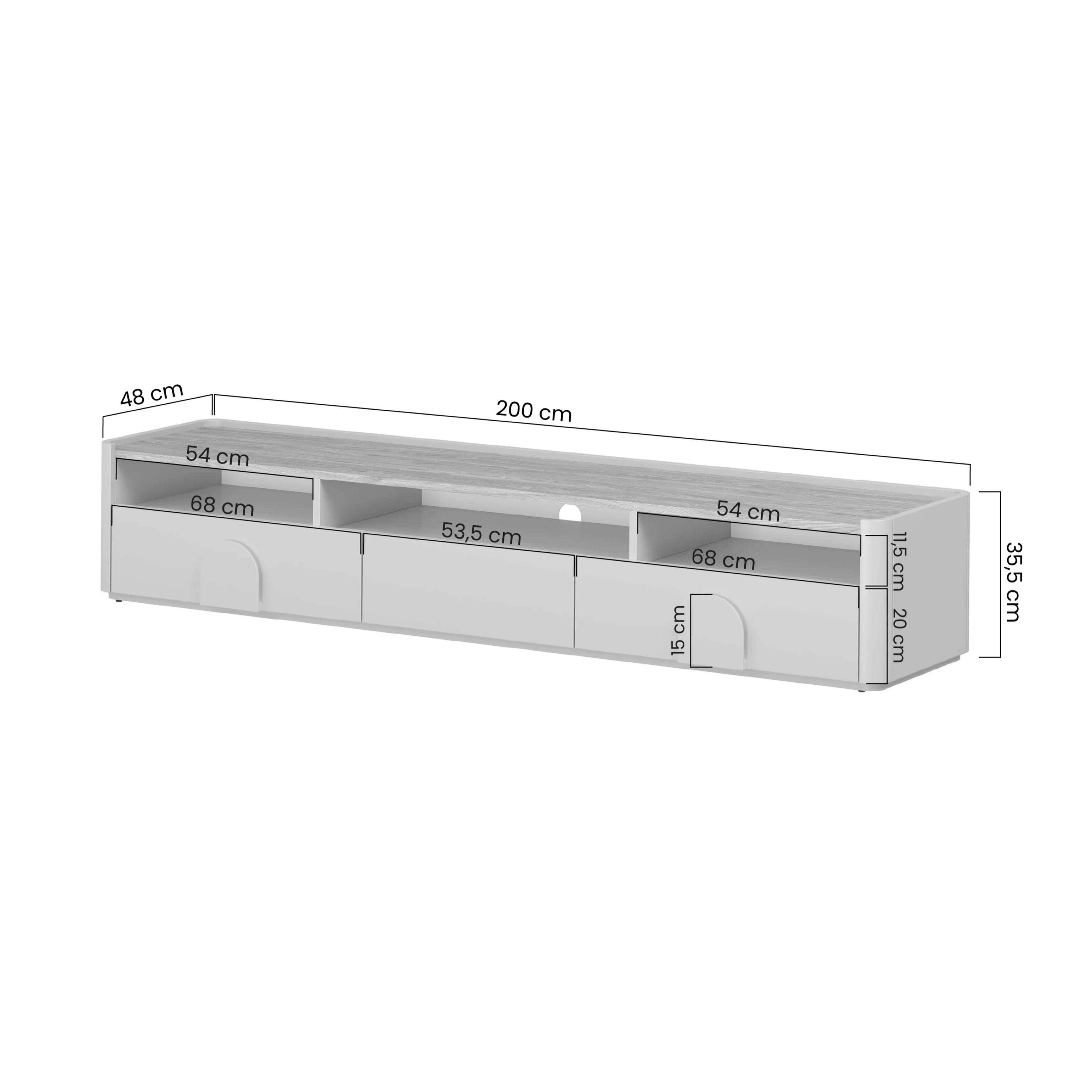 TV Komoda Amilio 200 cm, Materijal: MDF
