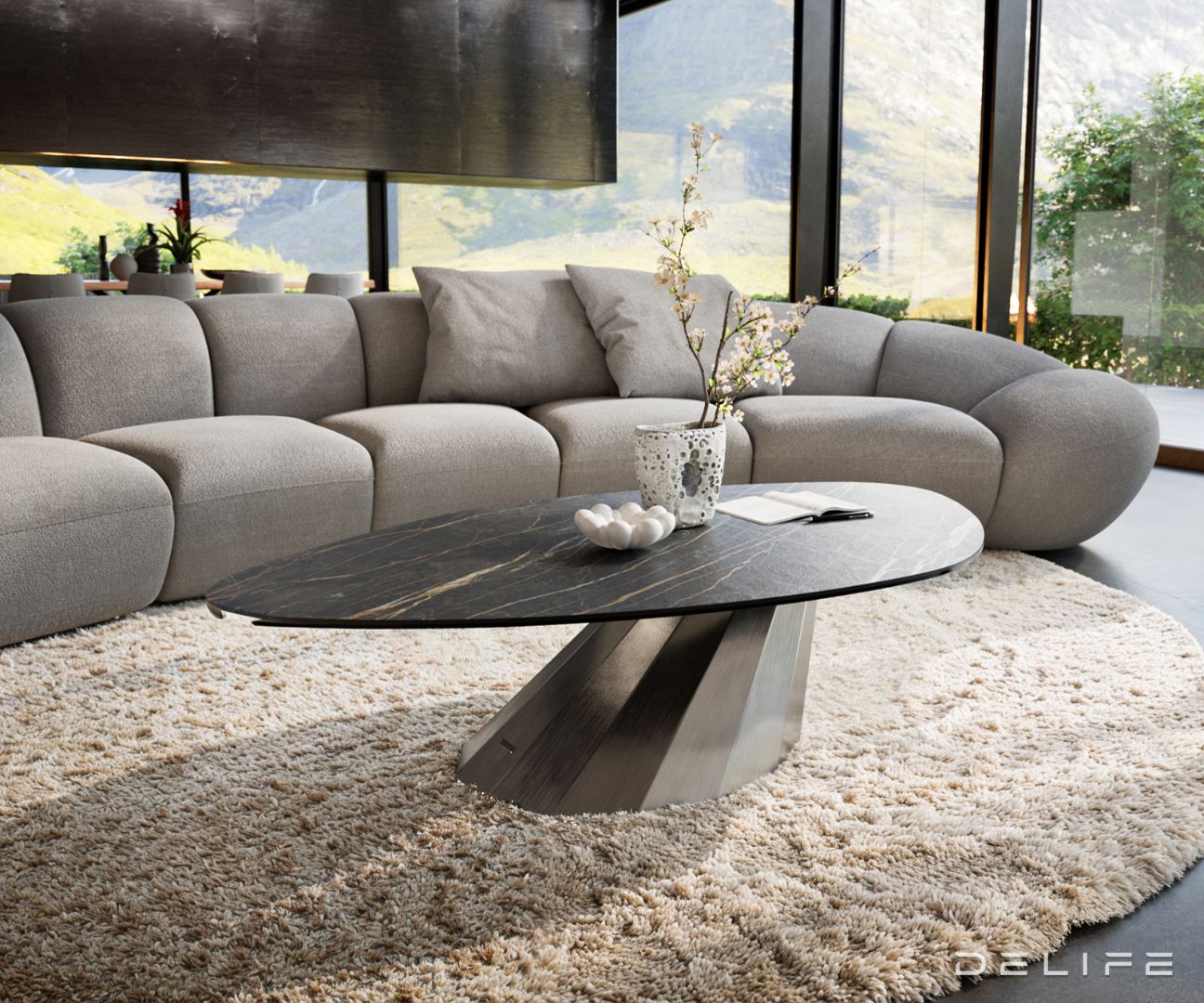 Klub stolić Edge 140x76cm, Materijal: Keramika Noir Desir