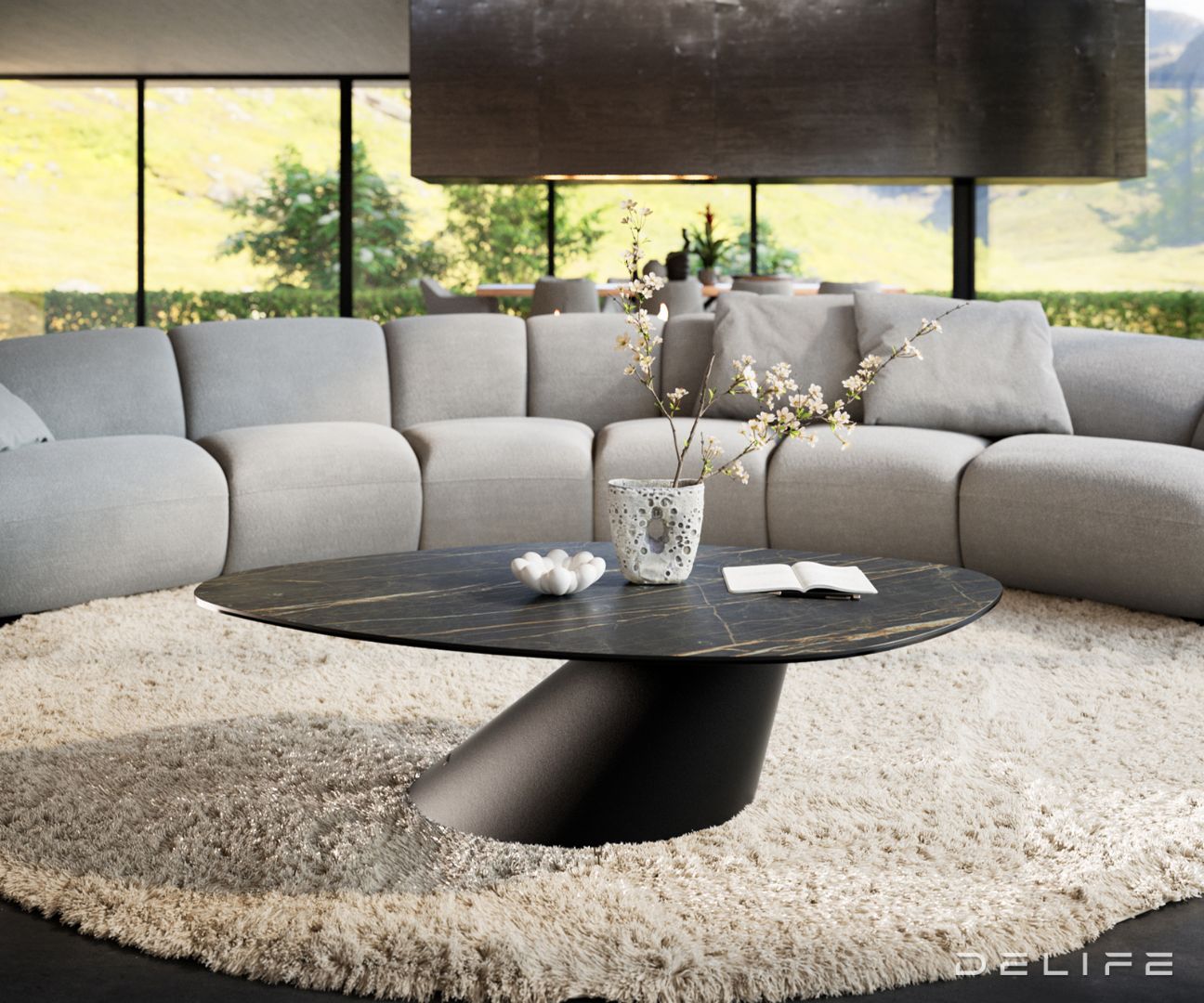Klub stolić Edge 140x76cm, Materijal: Keramika Noir Desir