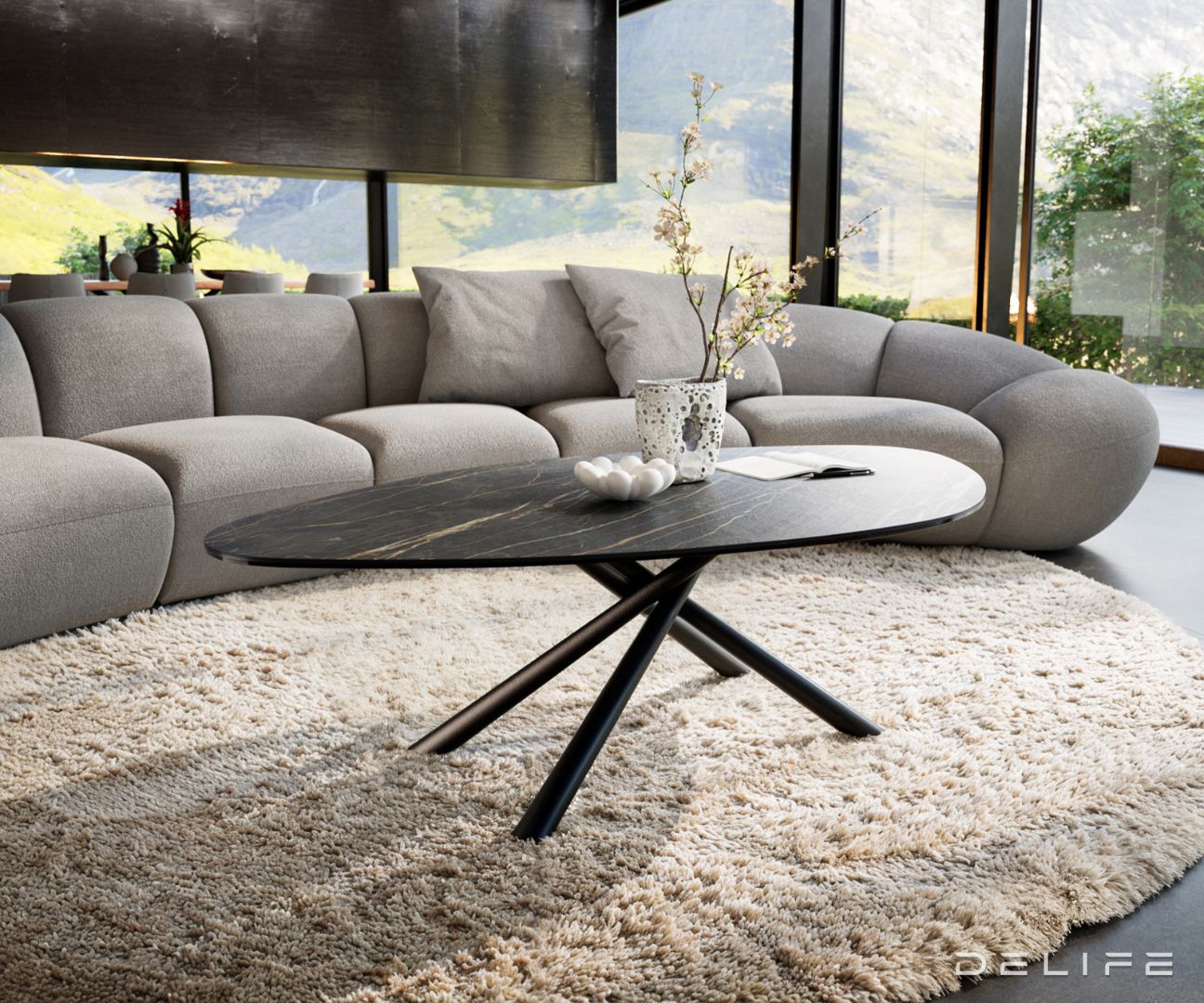 Klub stolić Edge 140x76cm, Materijal: Keramika Noir Desir