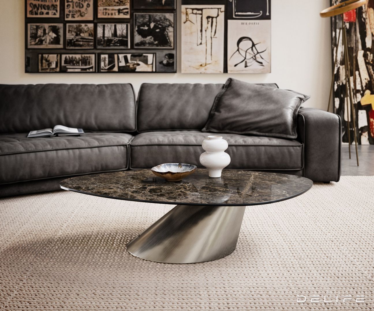Klub stolić Edge 140x76cm, Materijal: Keramika Emperador Extra Lucidato