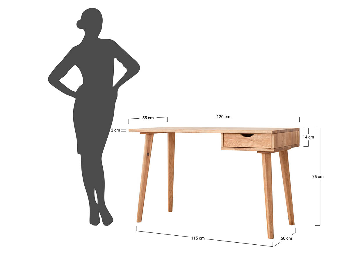 Uredski stol Simona 120x55 cm, Materijal: Masivno drvo Hrast