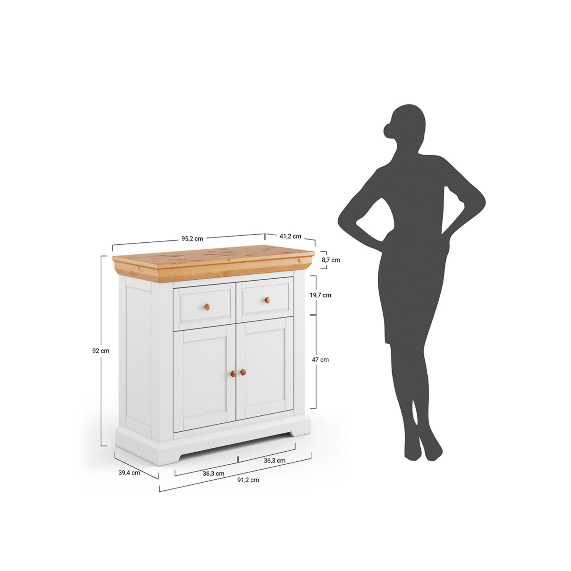 Komoda Marone 95x41 cm, Materijal: Masivna Borovina