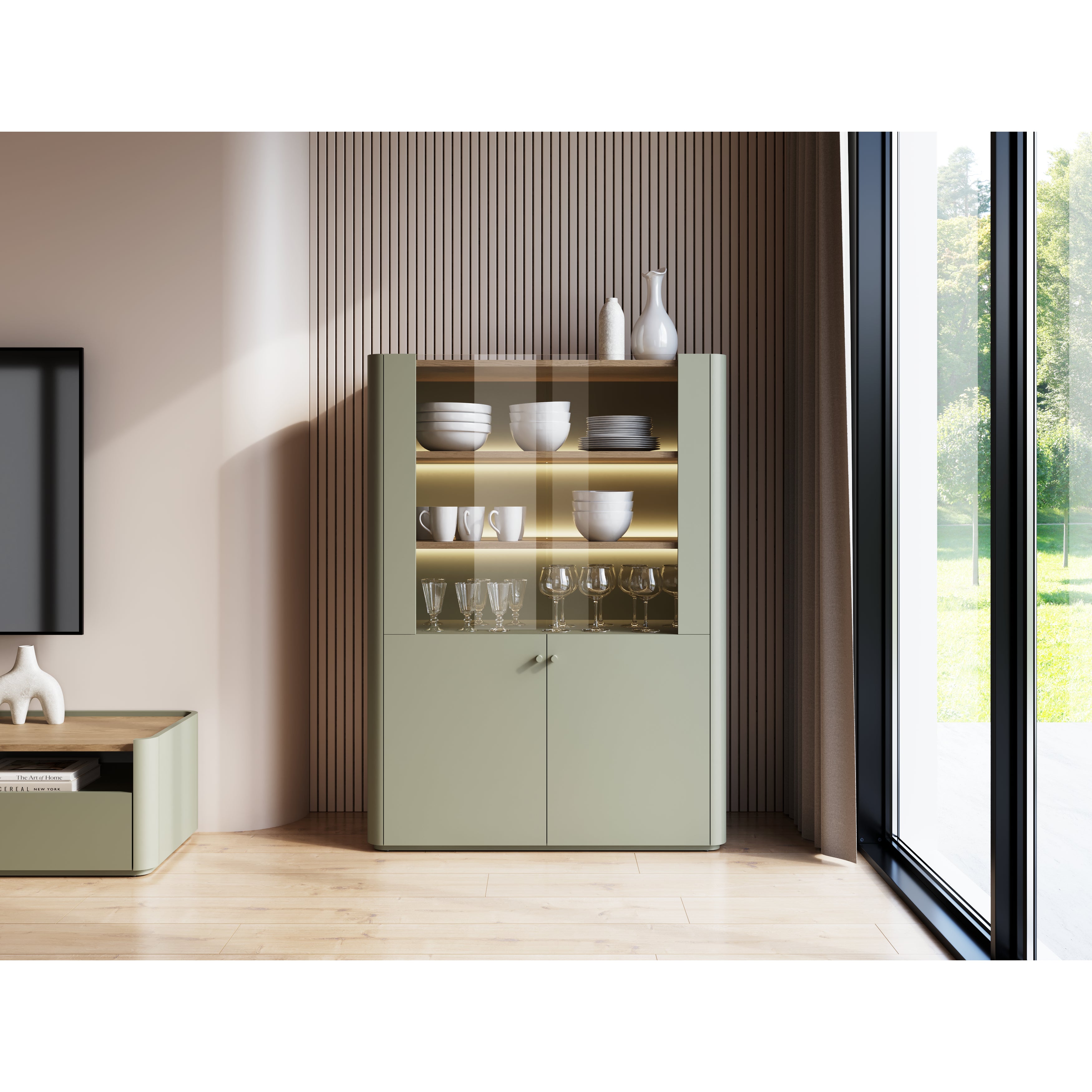 Vitrina Elivo 100cm, Materijal: MDF,Melaminska ploča