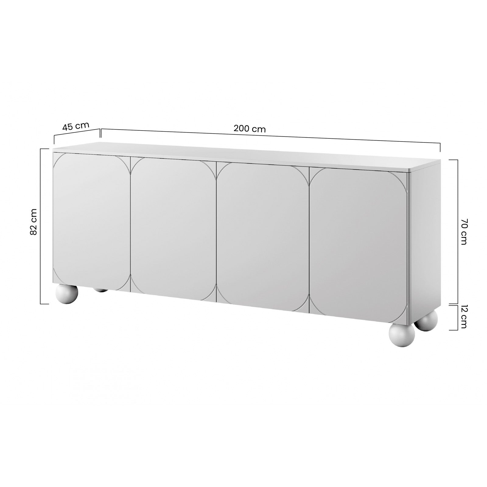 Komoda Sonatia 200cm, 4 vrata i 2 ladice, Materijal: MDF