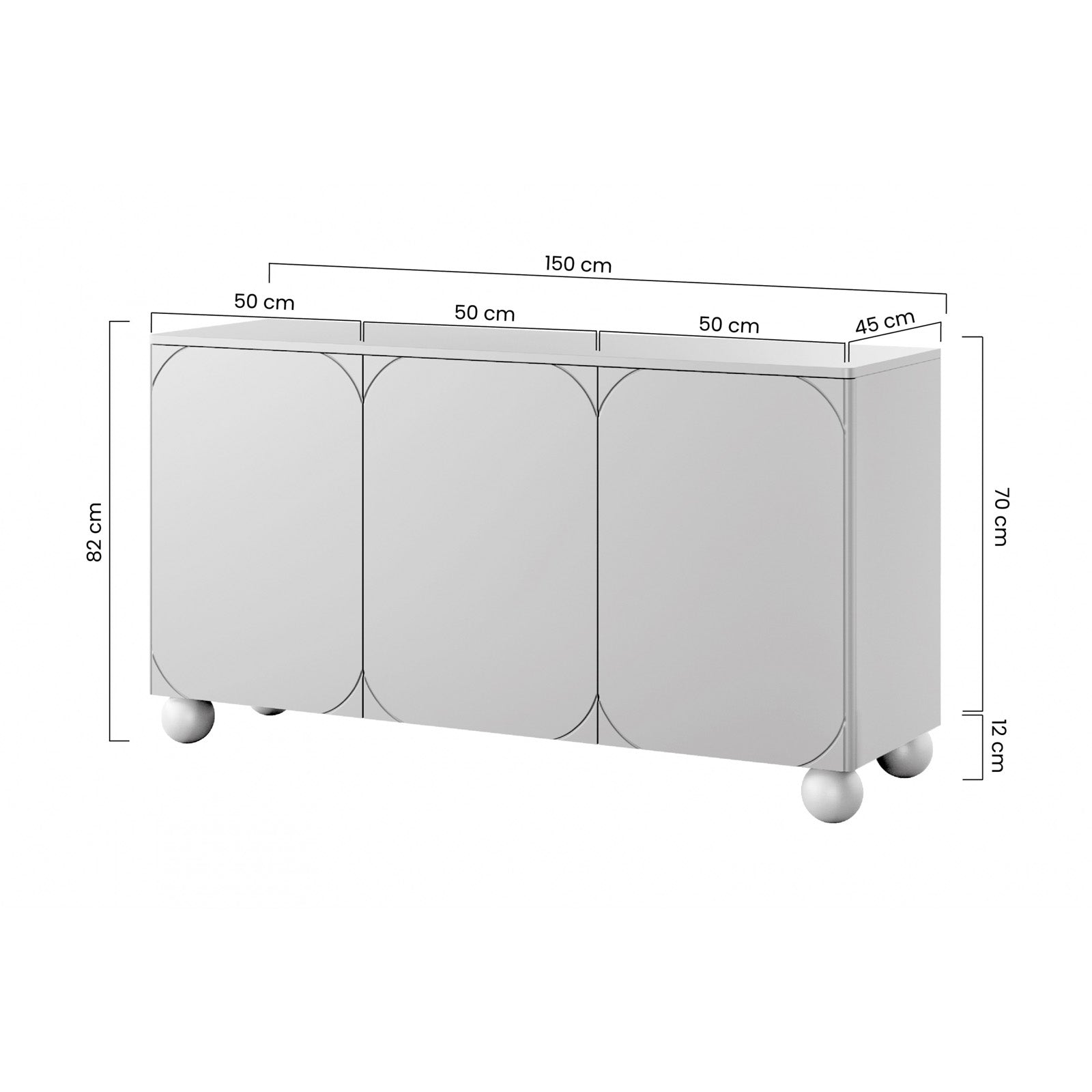 Komoda Sonatia 150cm, 3 vrata i 2 ladice, Materijal: MDF