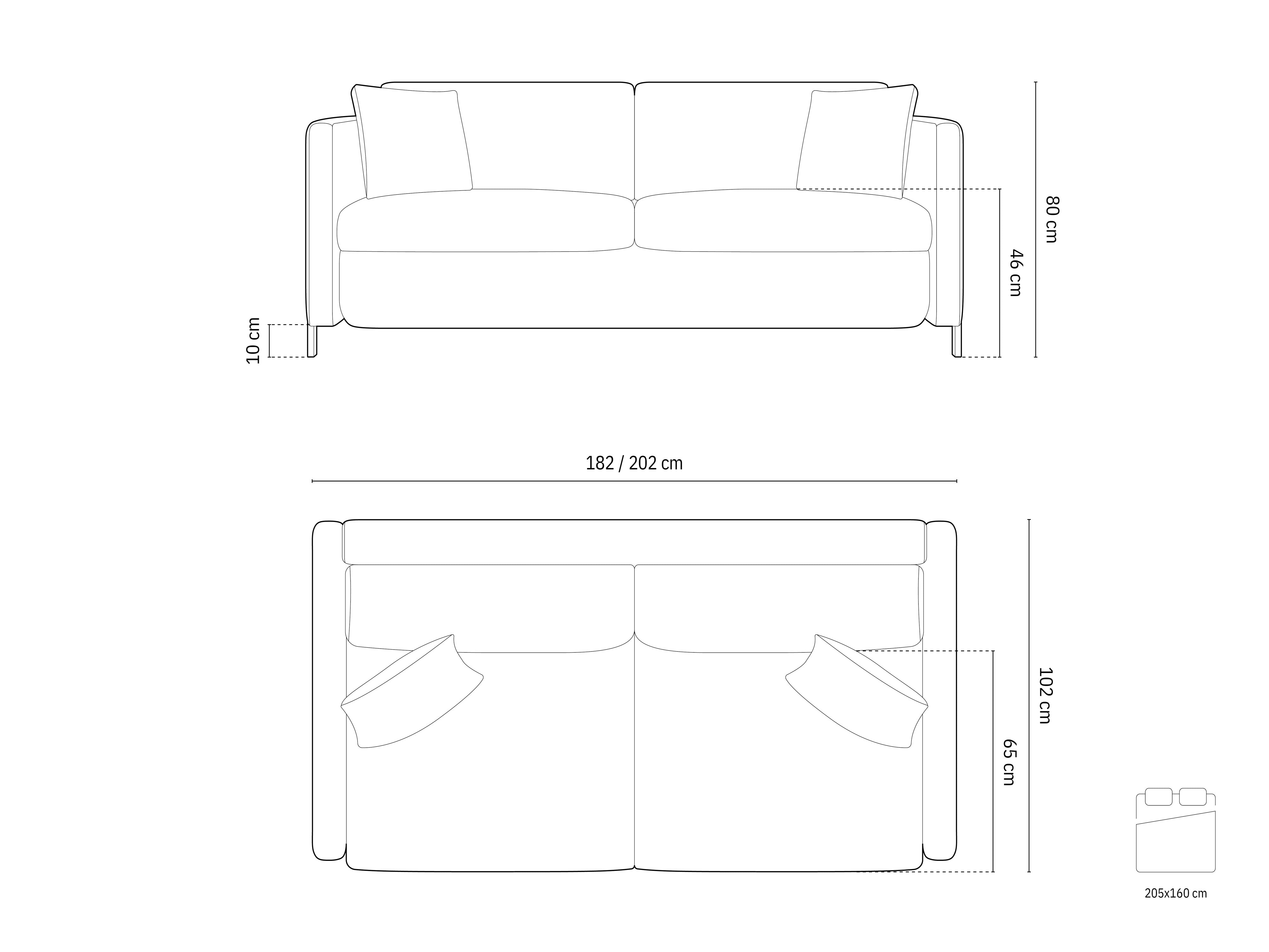 Sofa Gloria 202x102cm, Materijal: Strukturirana tkanina