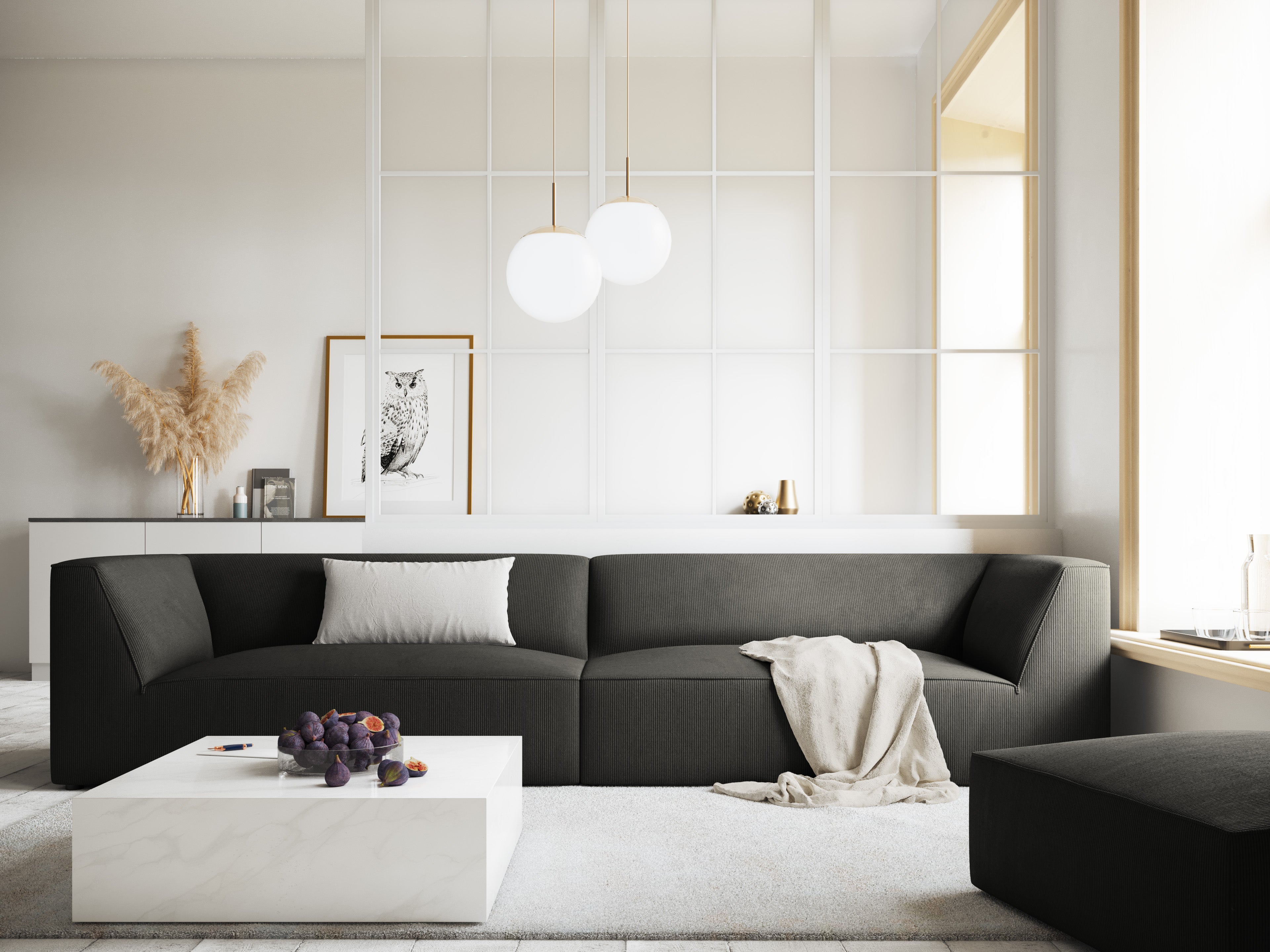 Sofa Ruby 302x93cm, Materijal: Rebrasta tkanina