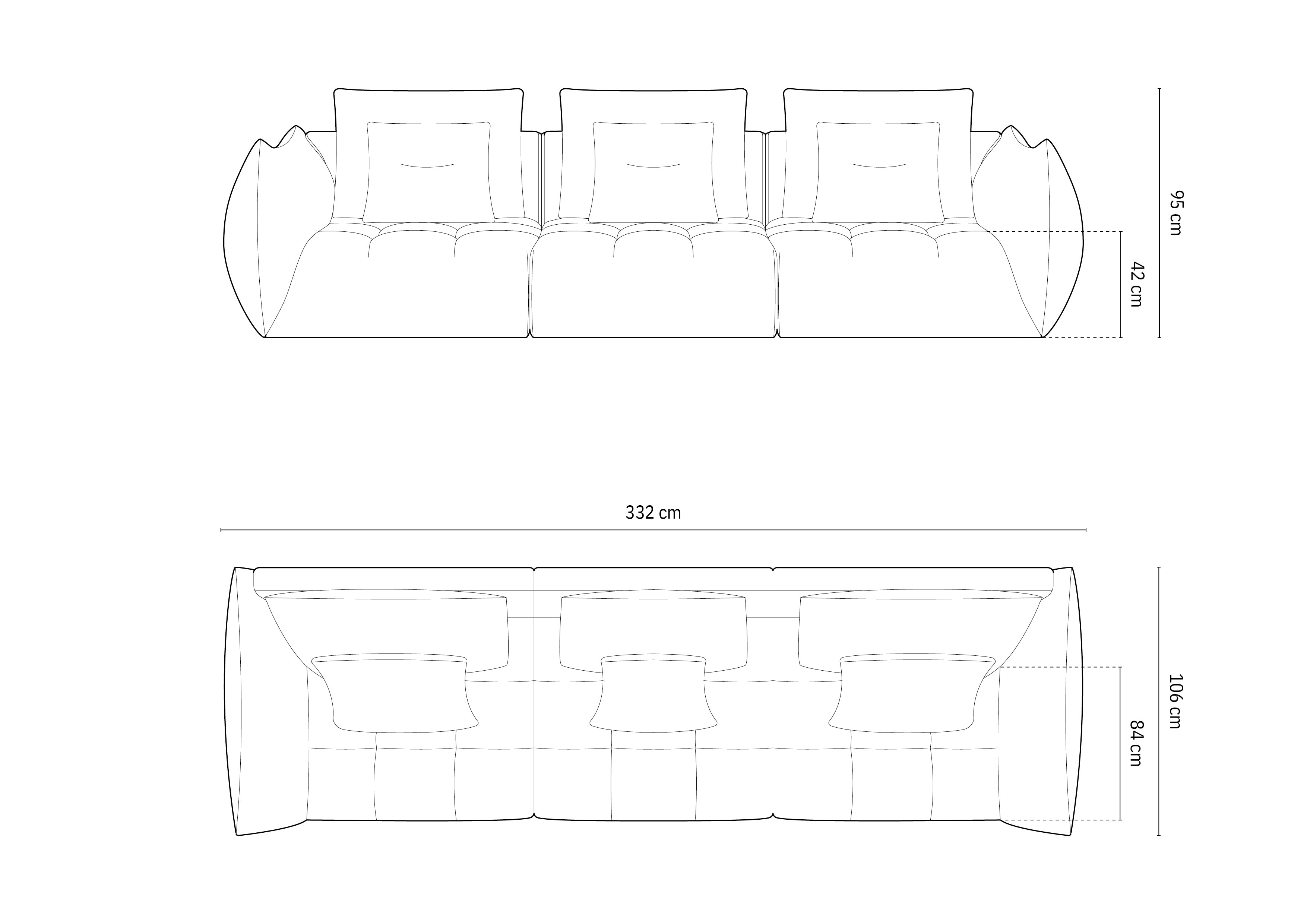 Bloom sofa 332x106 cm, Materijal: Baršun