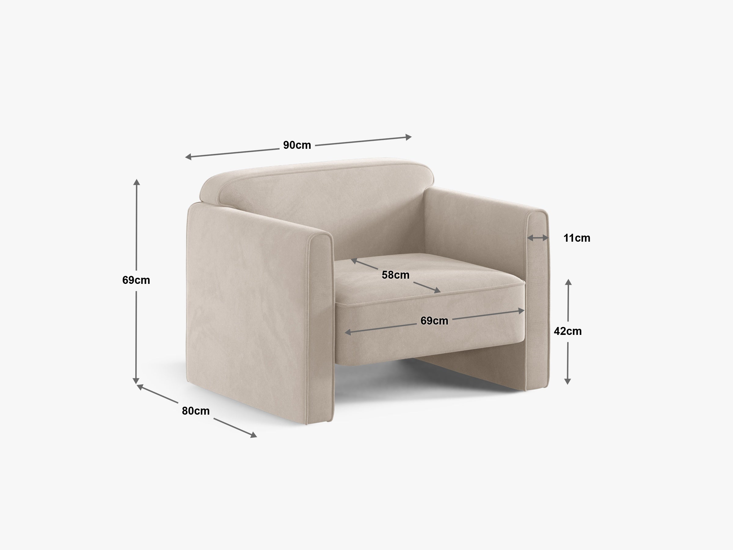Fotelja Abby 90x80cm, Materijal: Strukturirana tkanina