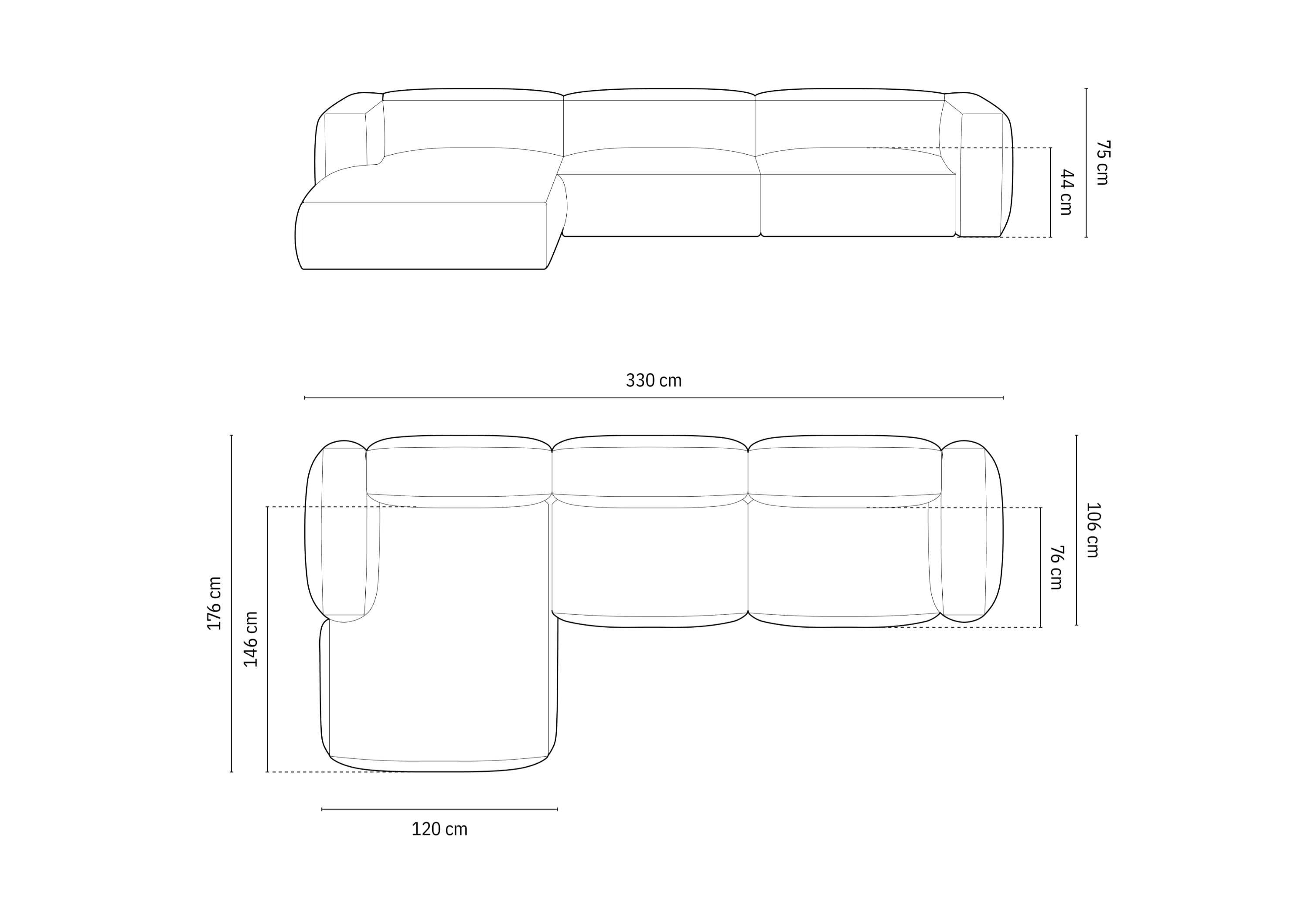 Kutna garnitura Martina 330x176cm, Materijal: Strukturirana tkanina