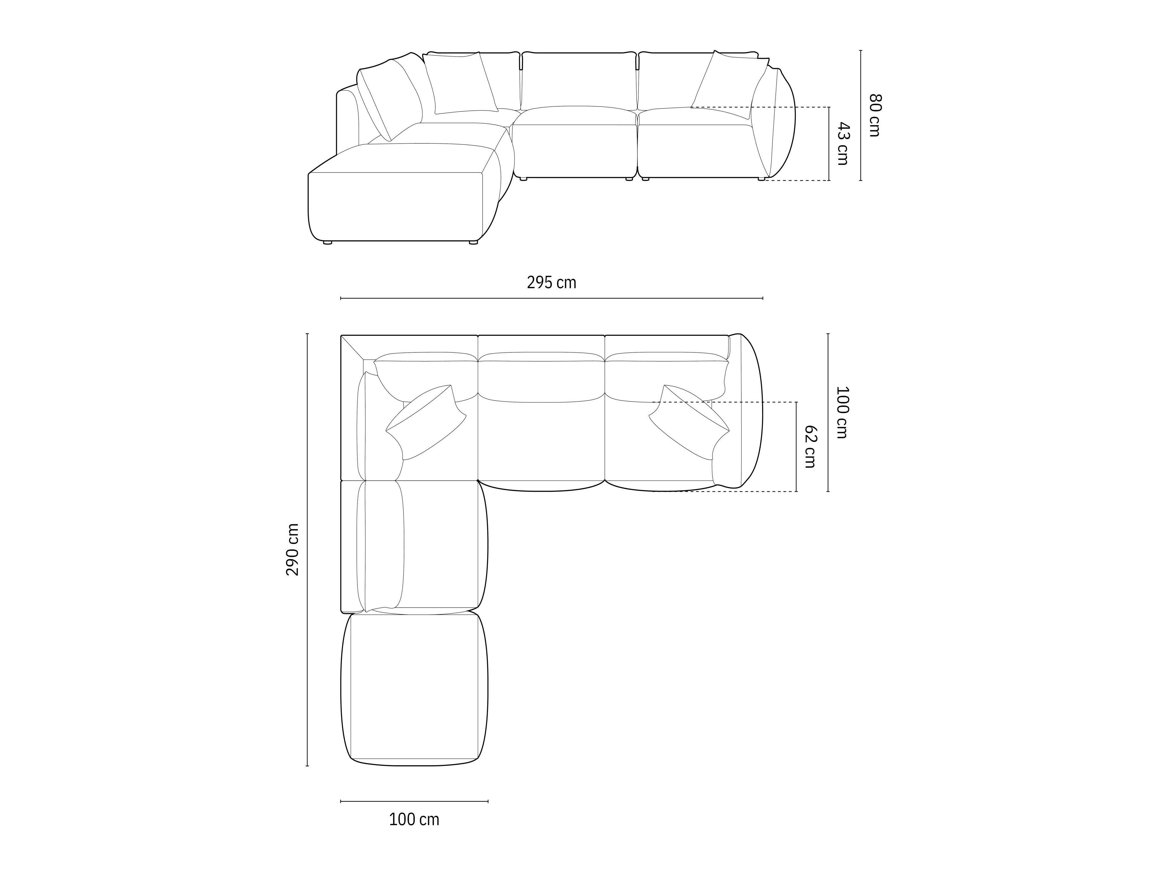Kutna garnitura Chris 295x290cm, Materijal: Strukturirana tkanina