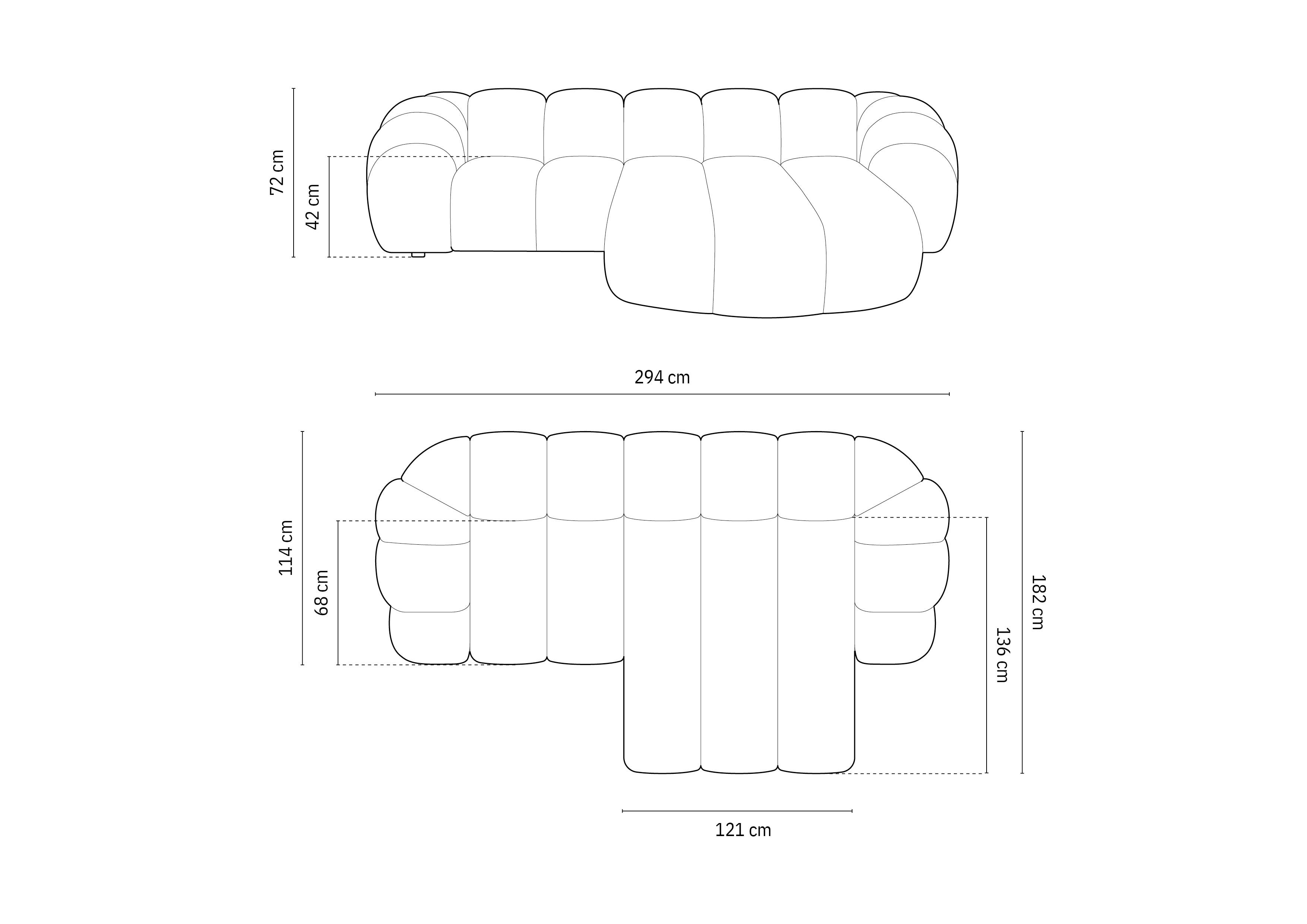 Kutna garnitura Diana 294x182cm, Materijal: Strukturirana tkanina