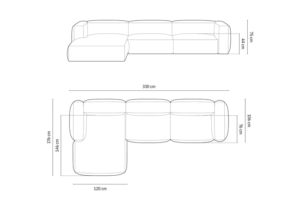 Kutna garnitura Martina 330x176cm, Materijal: Strukturirana tkanina