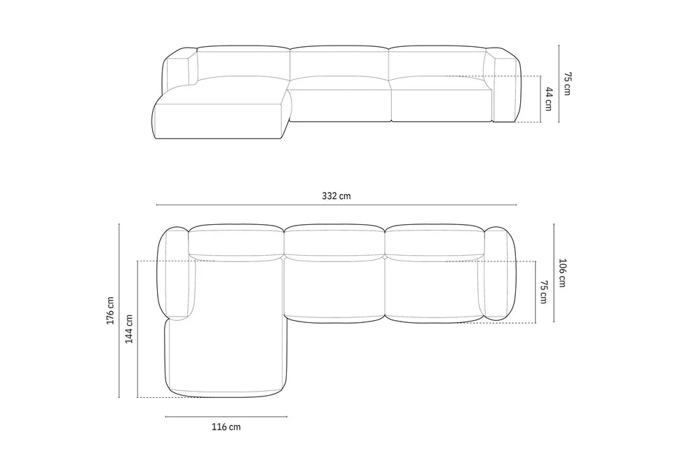 Kutna garnitura Martina 330x176cm, Materijal: Strukturirana tkanina