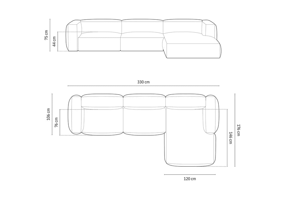 Kutna garnitura Martina 330x176cm, Materijal: Strukturirana tkanina