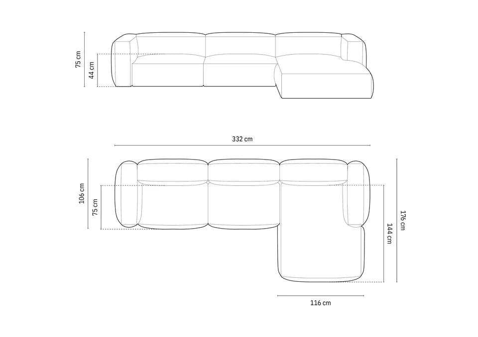 Kutna garnitura Martina 330x176cm, Materijal: Strukturirana tkanina