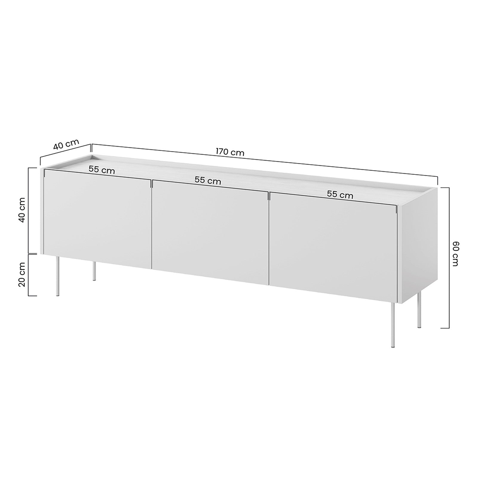 Komoda Desin 170cm, 3 vrata i 1 ladica, Materijal: MDF