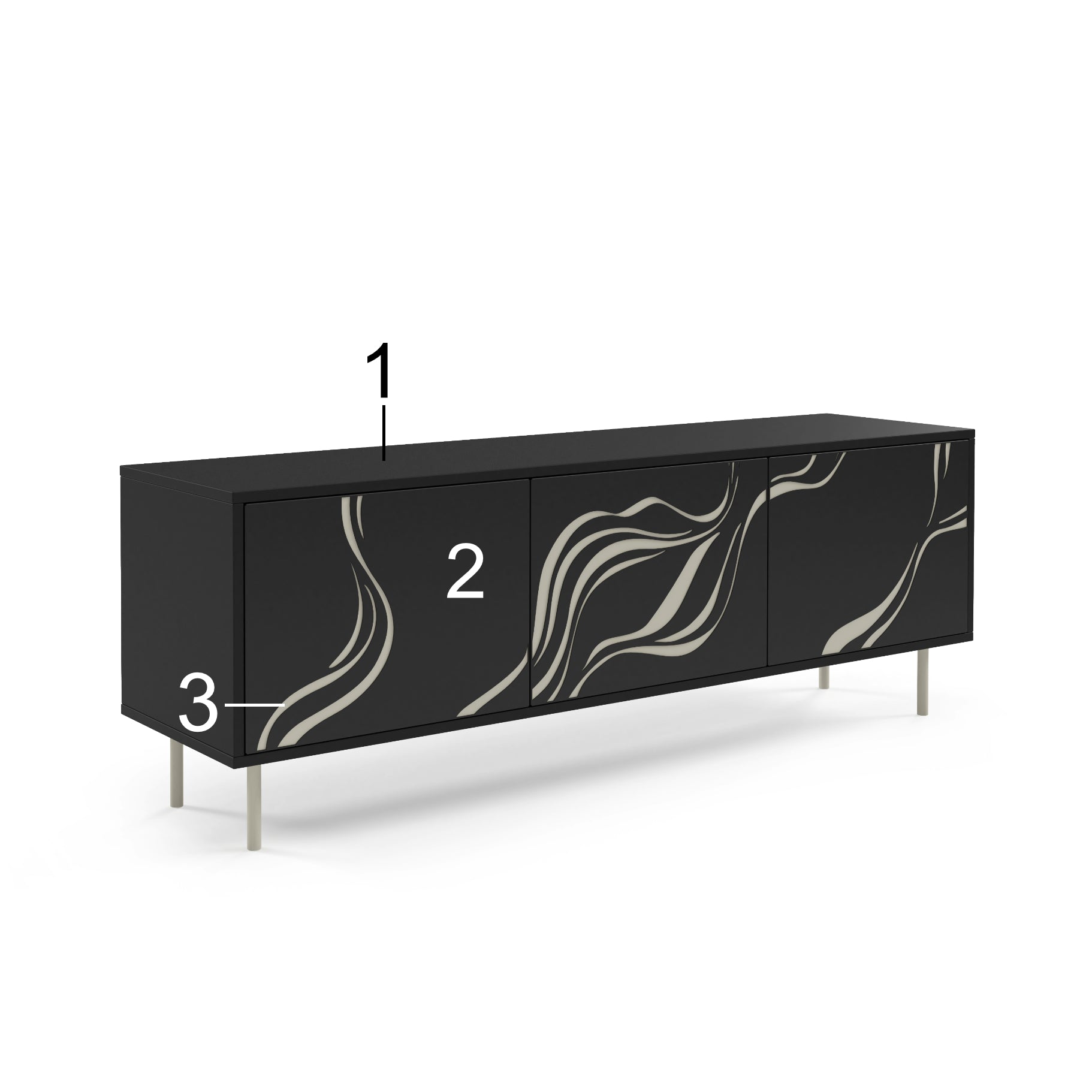 Tv Komoda Vintro 161x38cm, Materijal: Laminirana ploča